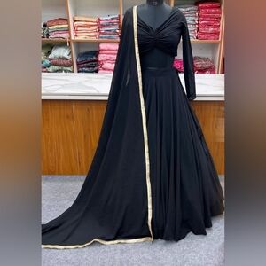 Indian Black Lengha (Skirt and Dupatta)